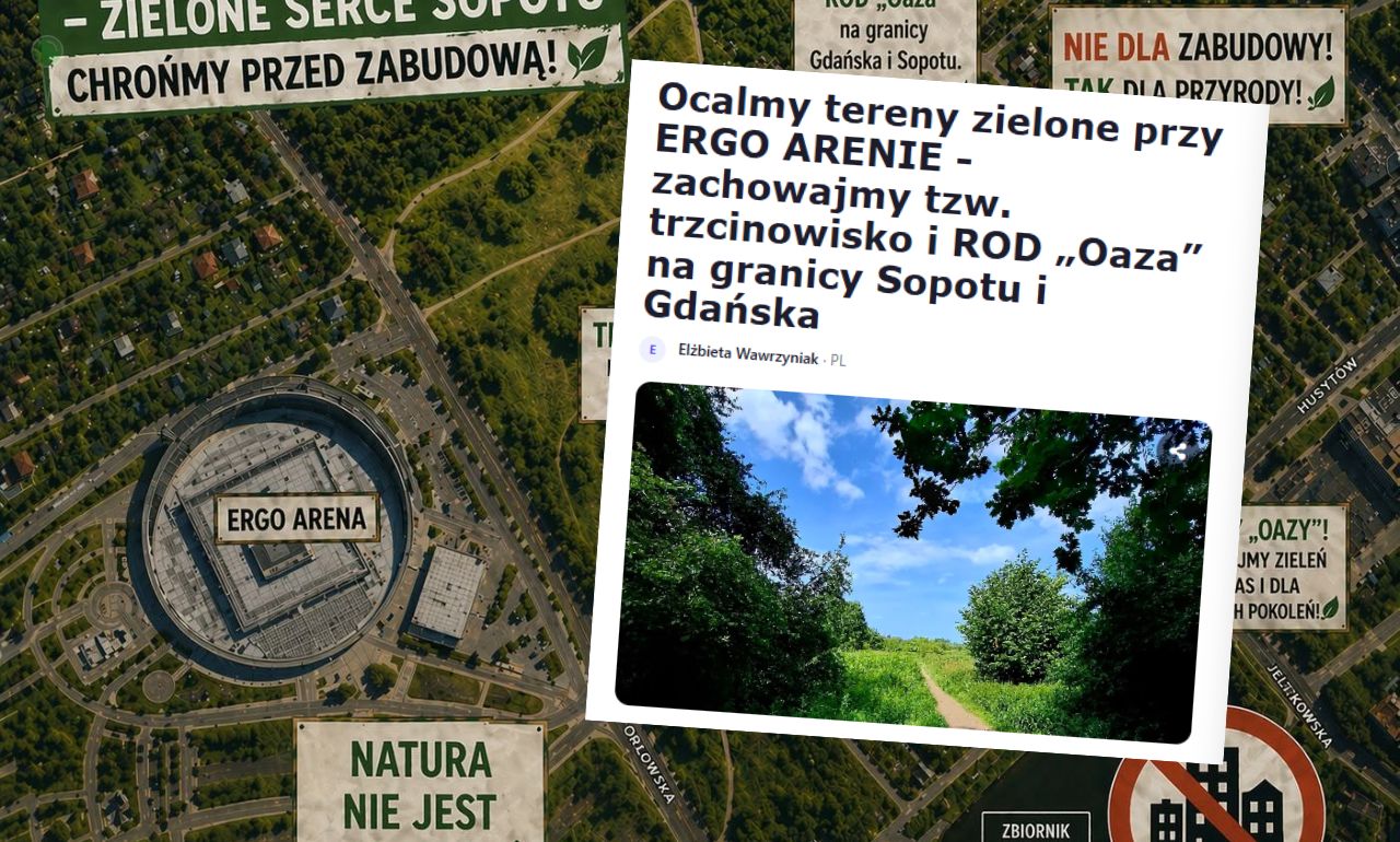 Ponad pół tysiąca podpisów w obronie zieleni przy ERGO ARENIE