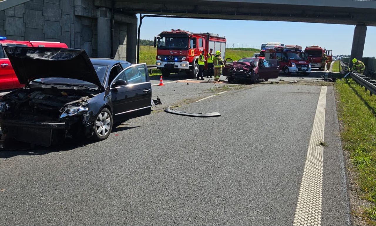 Wypadek na autostradzie A1 nieopodal Kopytkowa