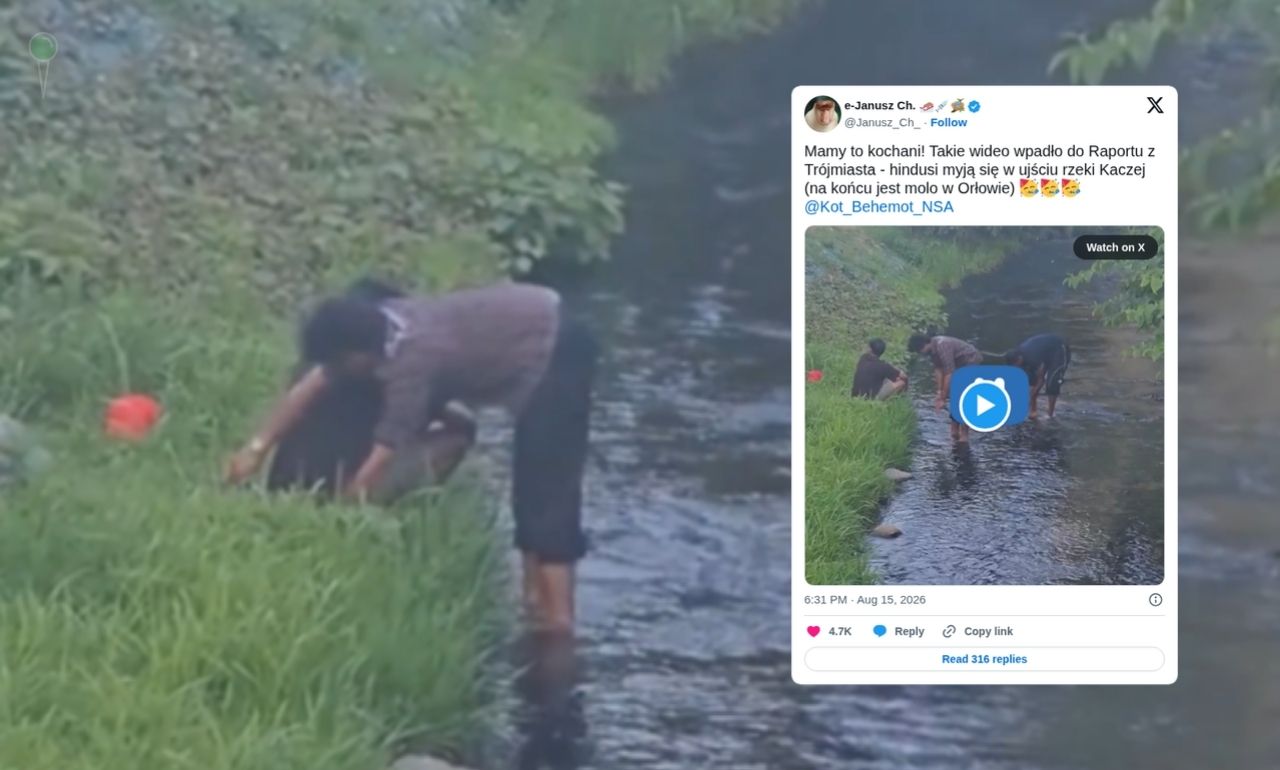Obywatele Indii kąpali się w rzece w Gdyni. Sprawę komentuję poseł z Pomorza