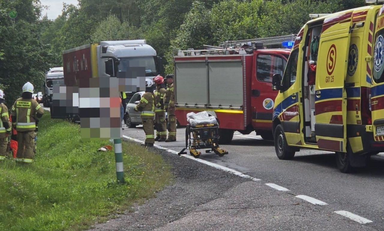 Zderzenie motocyklisty i samochodu na trasie Sztum – Kwidzyn