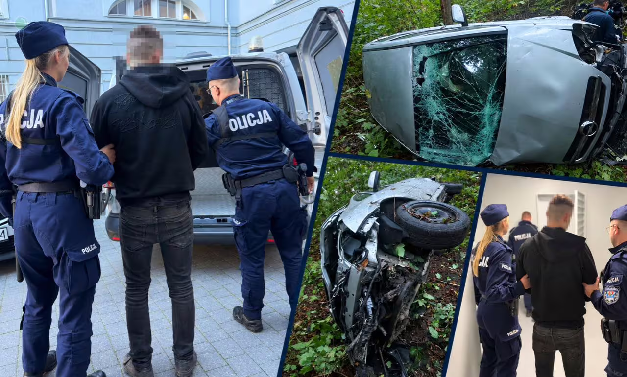 Pościg zakończony wypadkiem w Gdańsku. Pięć zarzutów i trzymiesięczny areszt (FOTO: KWP Gdańsk)