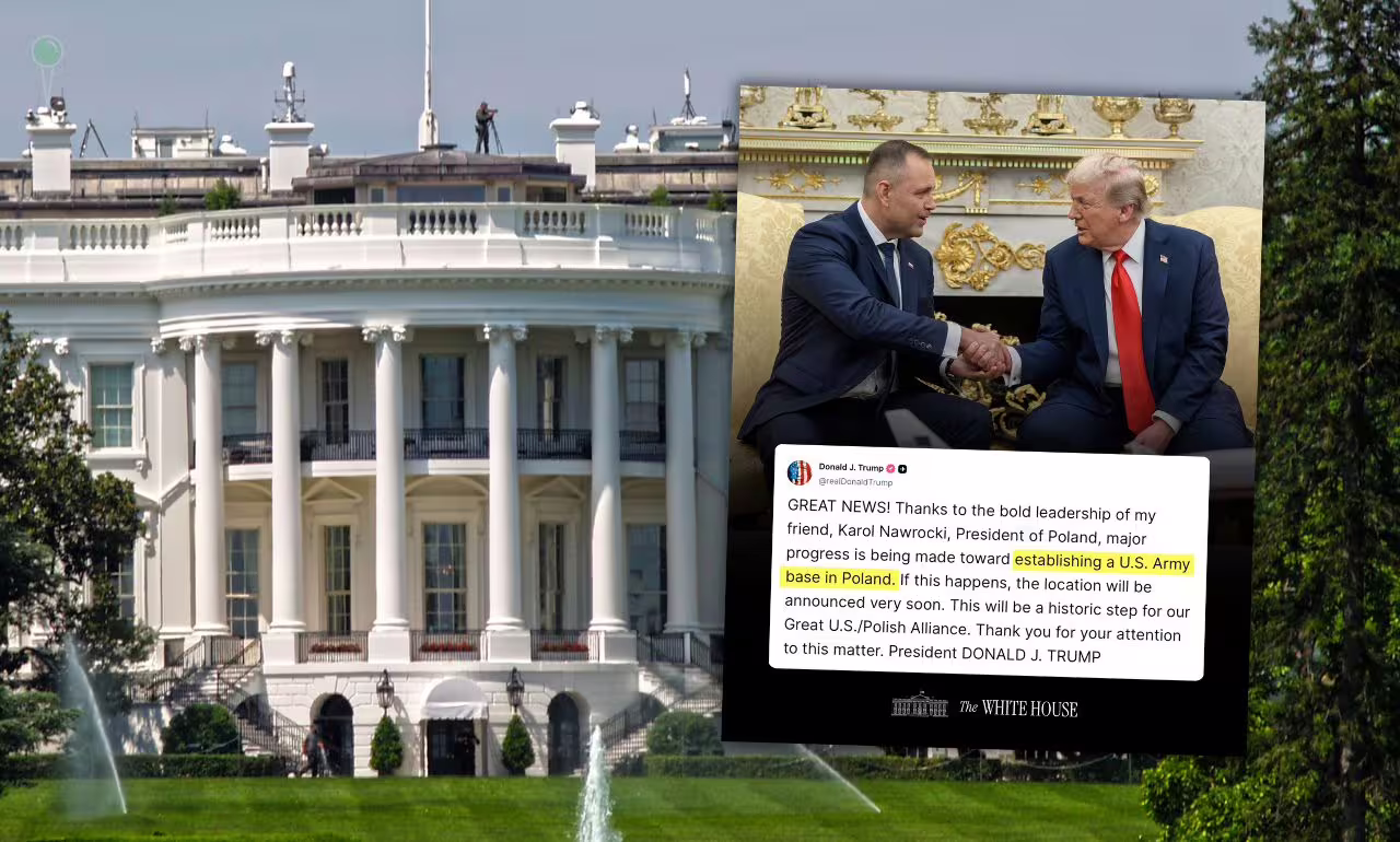 Donald Trump zapowiada bazę US Army w Polsce. Jest reakcja Nawrockiego (FOTO: canva/White House/X)