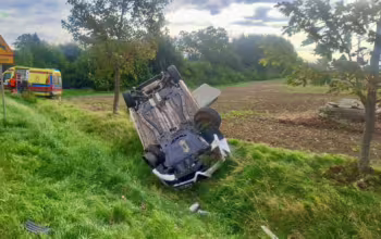 Wypadek na krajowej 55 w Chlebówce. Zderzenie dwóch aut (FOTO: KP PSP Malbork)