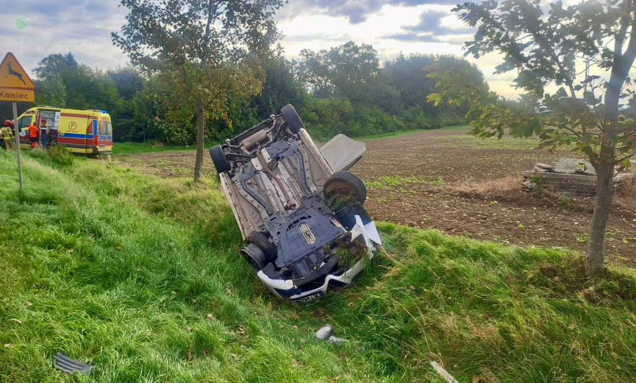 Wypadek na krajowej 55 w Chlebówce. Zderzenie dwóch aut (FOTO: KP PSP Malbork)