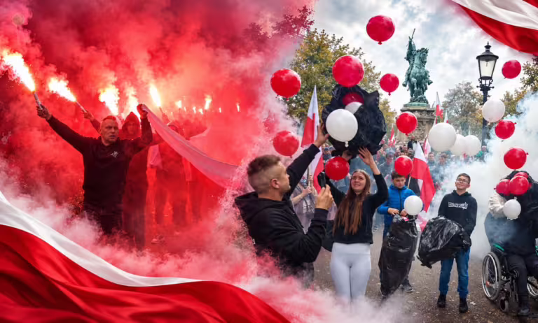 Race, dym i biało-czerwone balony. Kilkaset osób na marszu w Gdańsku (FOTO: wbijamszpile.pl)