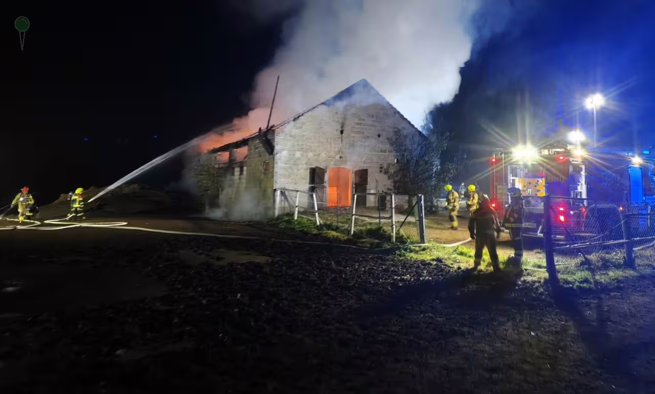 Pożar stajni w Trąbkach Małych. Trzy konie zginęły (FOTO: KWPSP Gdańsk)