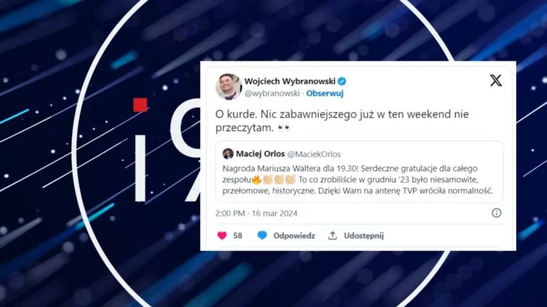 Orłoś pogratulował wyróżnienia dla 19:30. Nagrody Mariusza Waltera (FOTO: facebook.com/19.30/X)