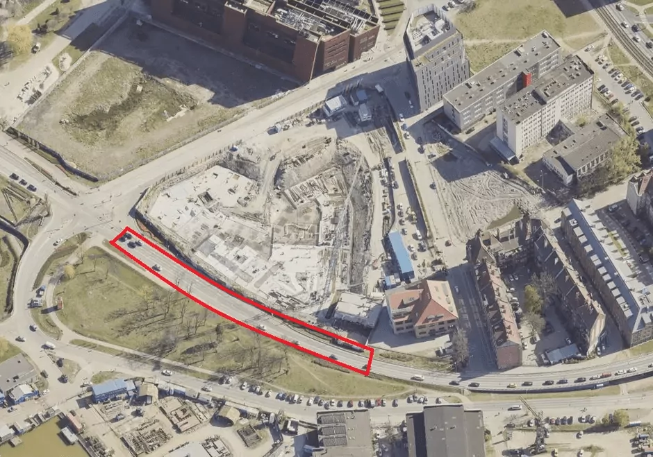 Inwestycje w Gdańsku. Przebudowywany odcinek ul. Popiełuszki, którą sfinansuje deweloper (FOTO: obliview.brg.gda.pl)