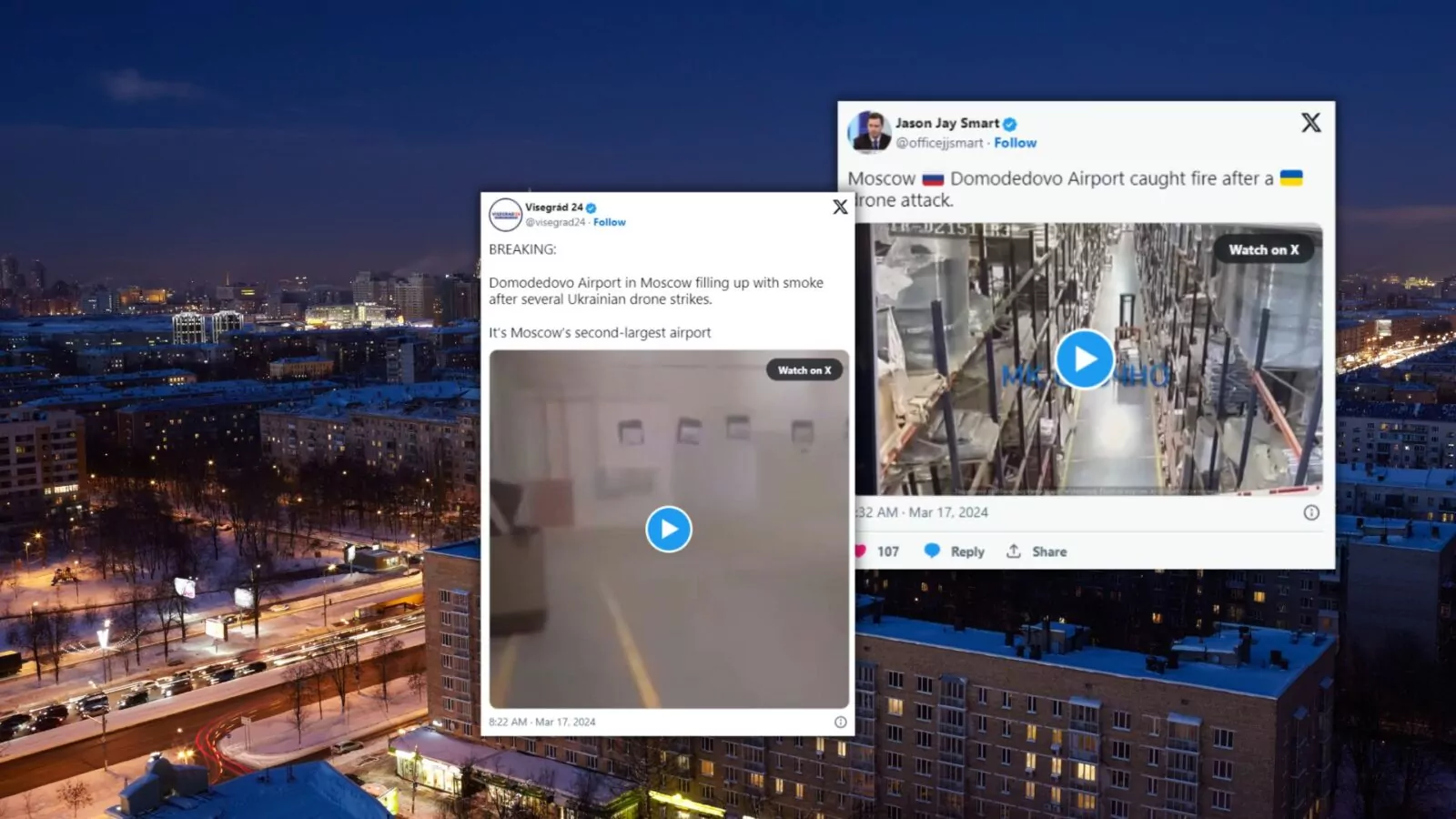 Ataki dronów w Rosji w cieniu wyborów prezydenckich (FOTO: canva.com/Twitter)
