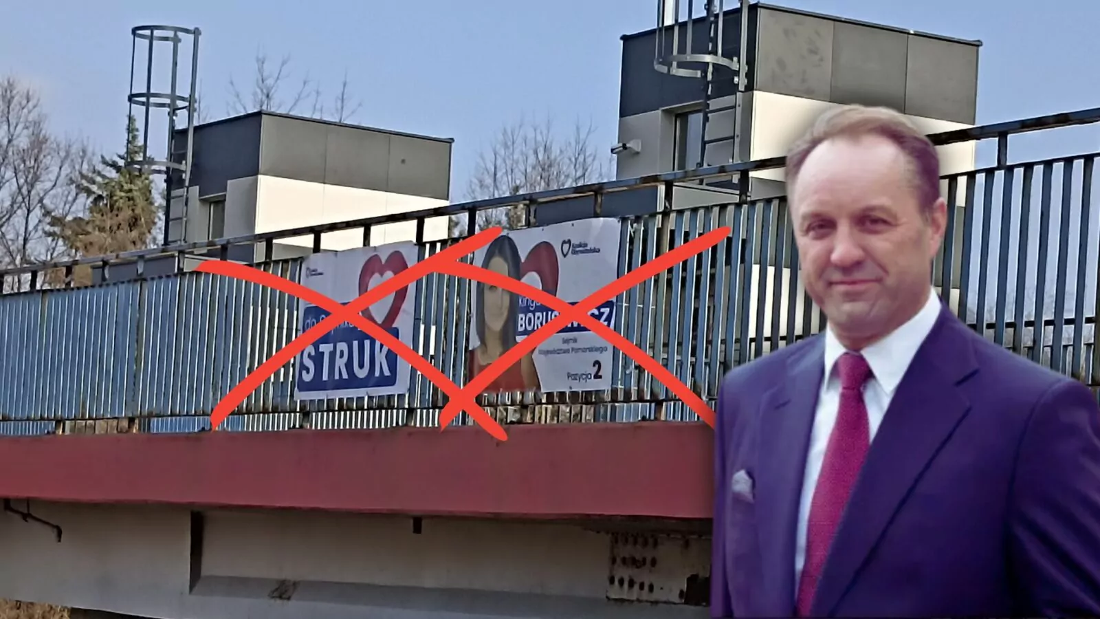 Kampanijne plakaty nad Trasą W-Z (FOTO: wbijamszpile.pl/pomorskie.eu)