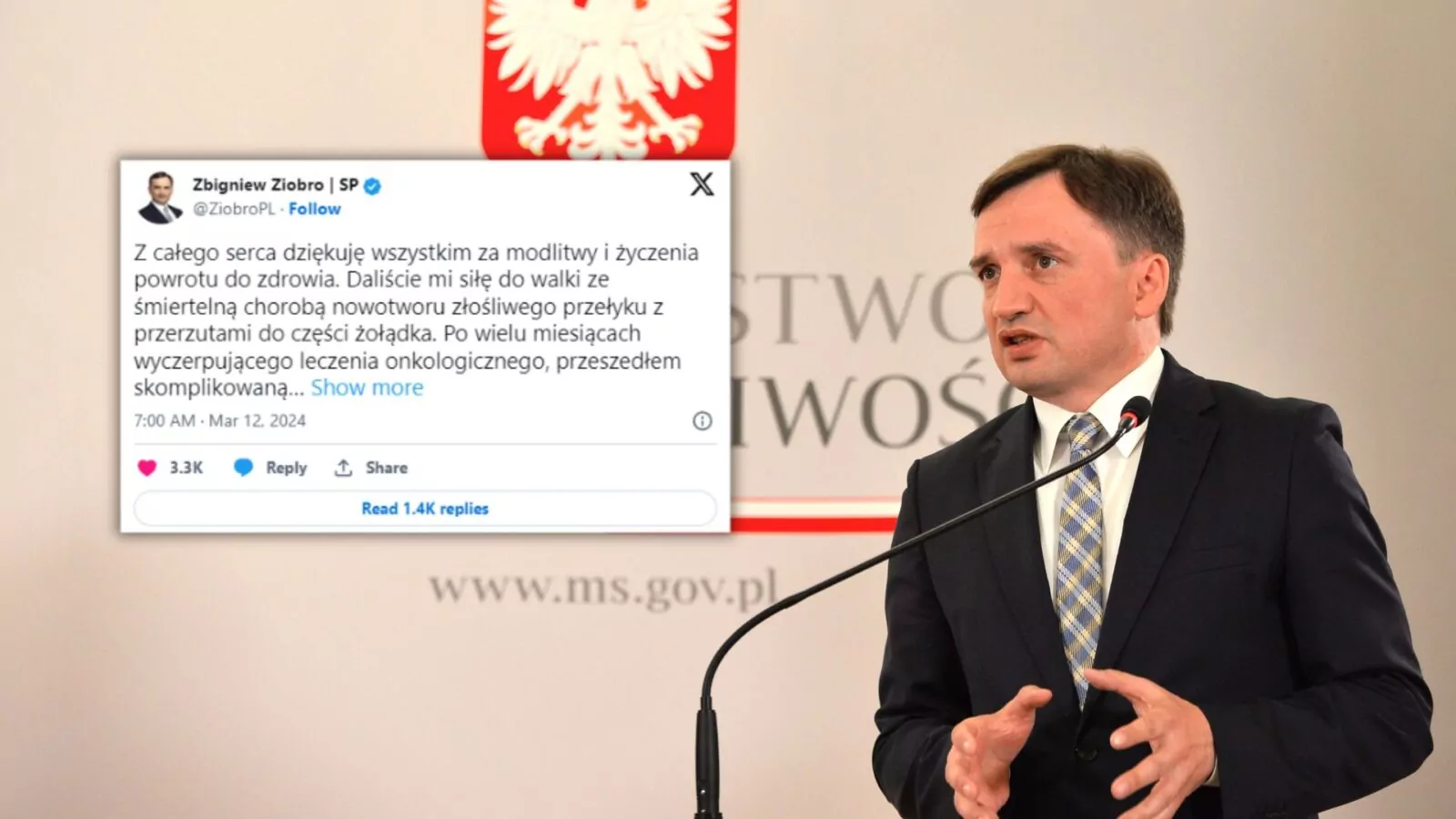 Zbigniew Ziobro walczy z nowotworem. Zamieścił wstrząsające wyznanie (FOTO: MS.GOV)