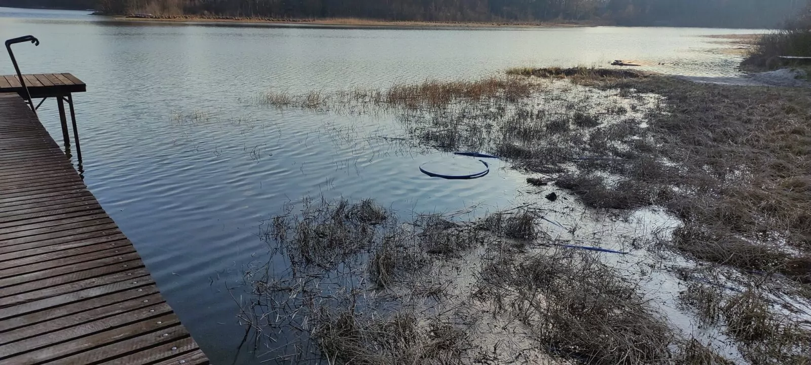 Tajemniczy spadek poziomu wody w Jeziorze Głębokim na Kaszubach (FOTO: czytelnik/wbijamszpile.pl)