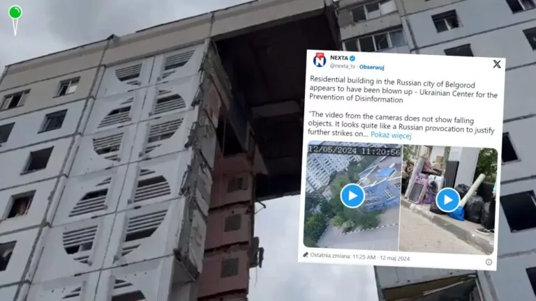 Rosjanie mogli wysadzić budynek mieszkalny w Biełgorodzie (FOTO: Nexta/X)