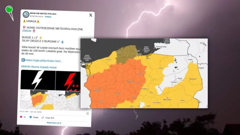 Ostrzeżenia II stopnia dla południowej części Pomorza przed burzami (FOTO: IMGW/canva.com)