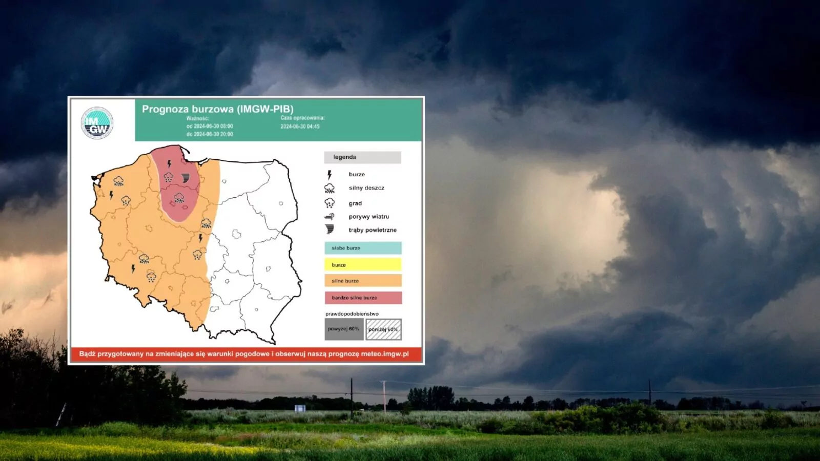 Burze najwyższego stopnia na Pomorzu. Możliwe trąby powietrzne (FOTO: canva.com/IMGW)