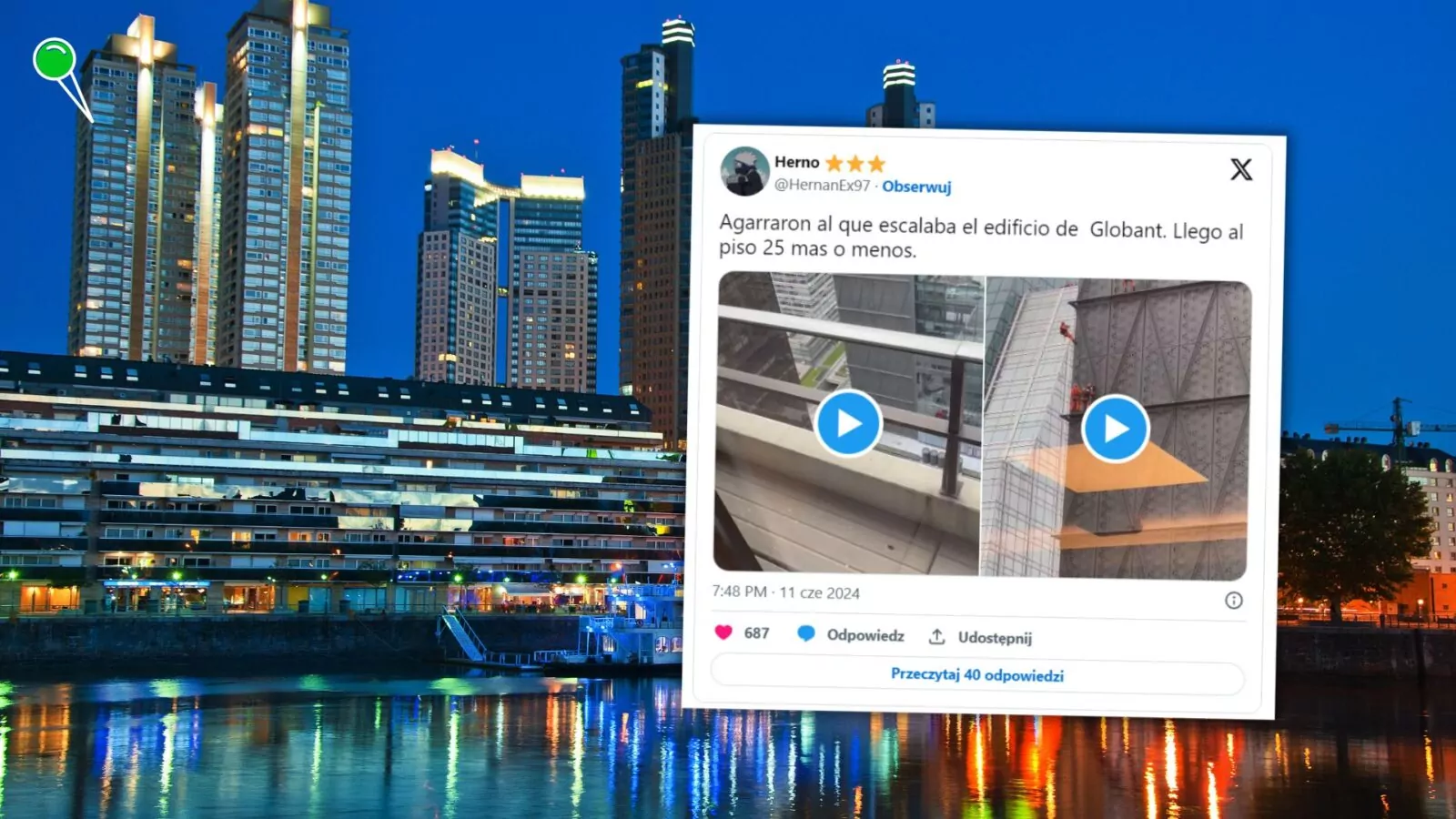 Polak próbował zdobyć wieżowiec w Buenos Aires (FOTO: canva.com/X)