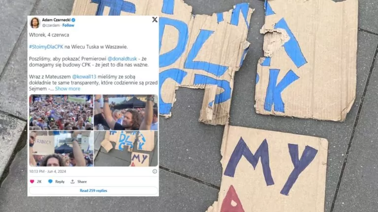 Przemoc na wiecu Tuska! Walka o CPK rozdziera nie tylko Polskę (FOTO: Adam Czarnecki/X)