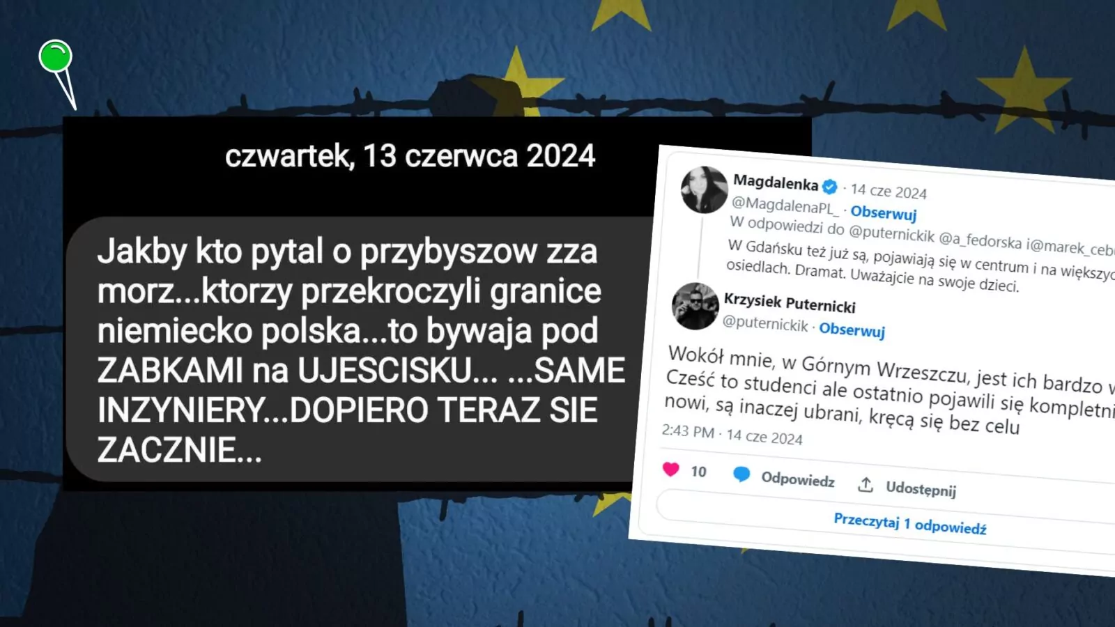 Gdańszczanie przerażeni. Rozsyłają wiadomości o uchodźcach (FOTO: Platforma X)
