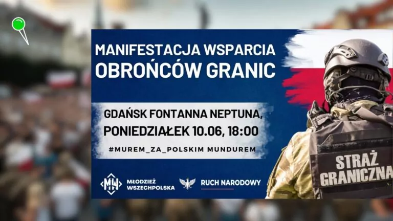Manifestacja Wsparcia Obrońców Granic w Gdańsku (FOTO: wbijamszpile.pl/Facebook.com/Rafał Buca)