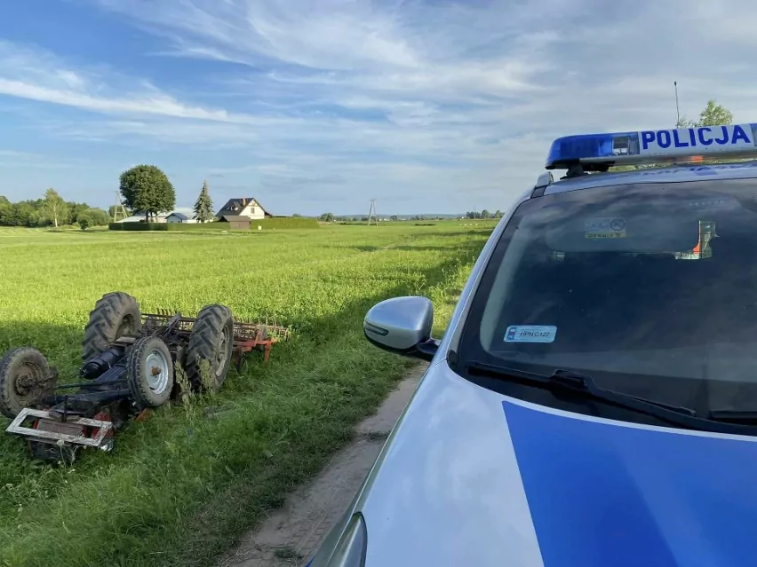 Wypadek pod Kwidzynem. Zginął 67-letni rolnik (FOTO: KPP Kwidzyn)