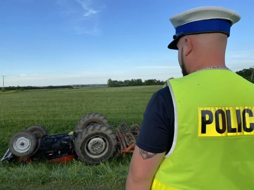 Wypadek pod Kwidzynem. Zginął 67-letni rolnik (FOTO: KPP Kwidzyn)