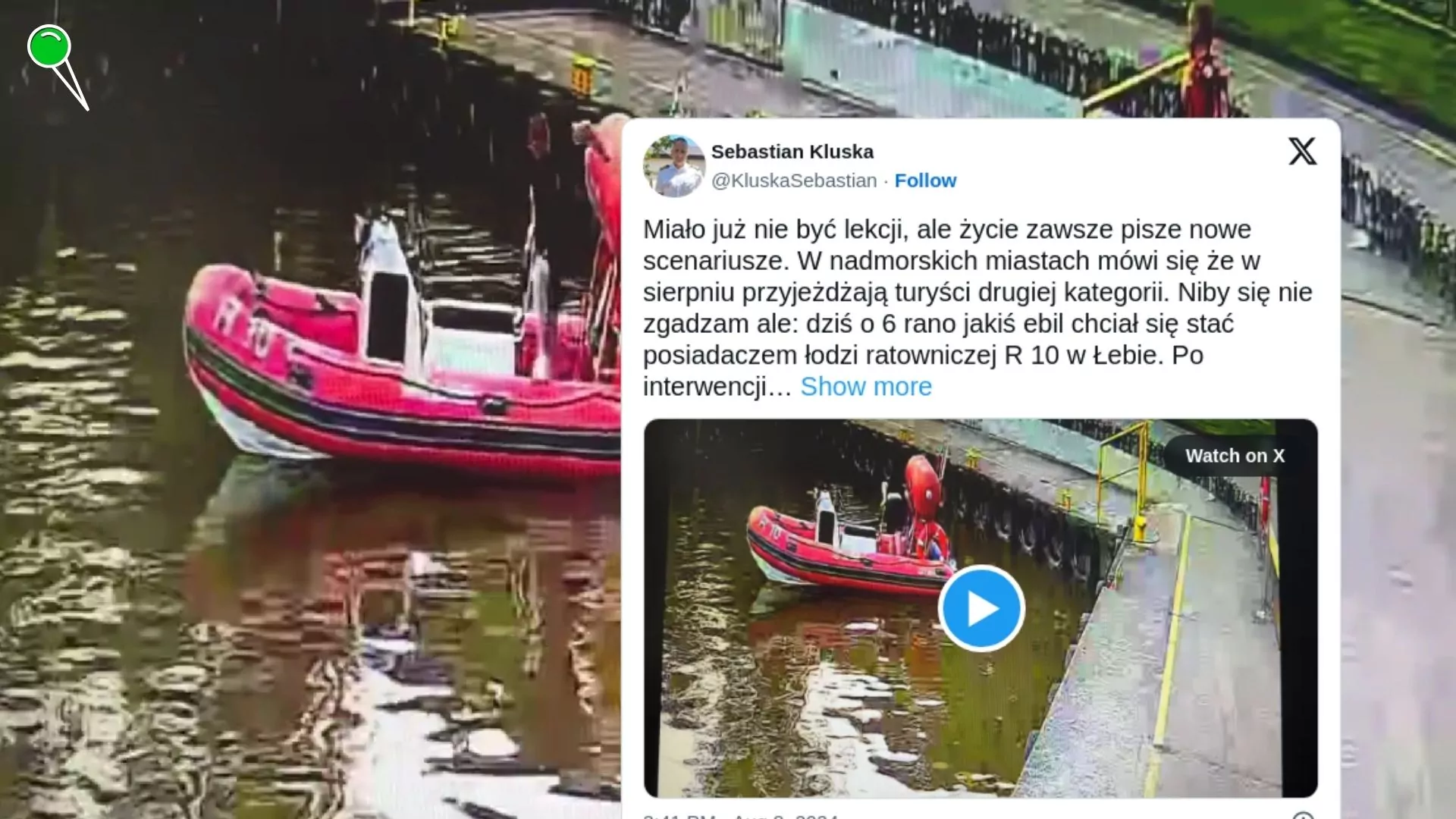 Kradzież łodzi ratowniczej w Łebie. Sprawca zostawił rower (FOTO: Sebastian Kluska/X)