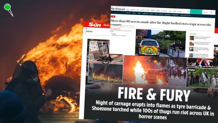 Demonstracje antyimigracyjne w Wielkiej Brytanii. Fala brutalności (FOTO: canva.com/The Sun/The telegraph)