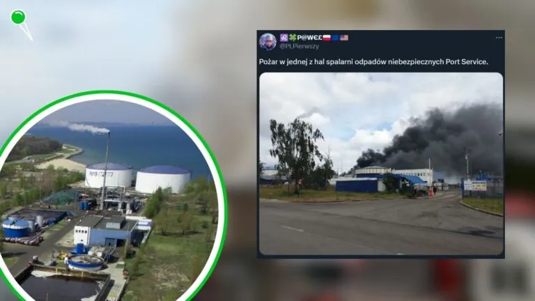 Pożar w Port Service. Służby w akcji (FOTO: Port Service/X)