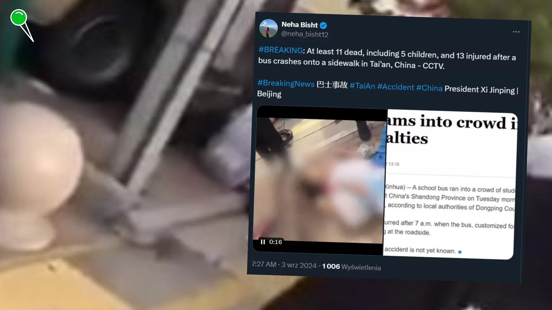 11 ofiar śmiertelnych po wypadku szkolnego autobusu w Chinach (FOTO: X)