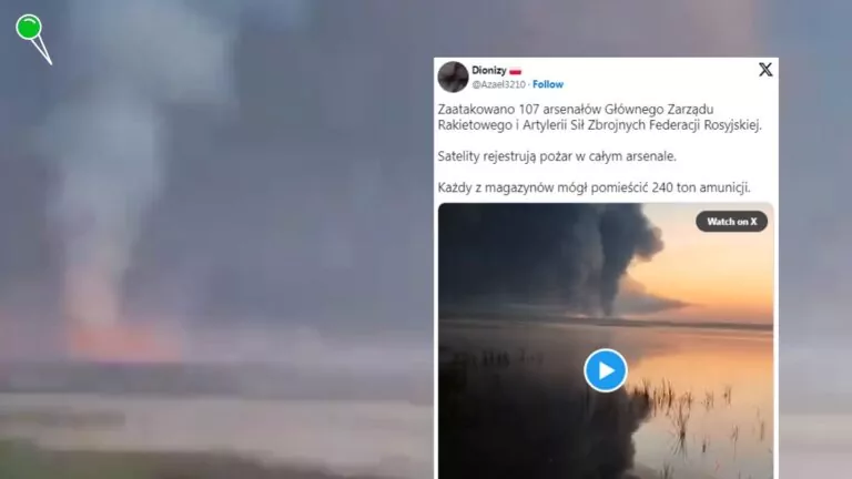 Rosyjskie składy amunicji w ogniu po ataku dronów (FOTO: X)