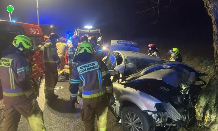 Tragiczny wypadek w Kameli. Auto uderzyło w drzewo (FOTO: OSP Egiertowo)