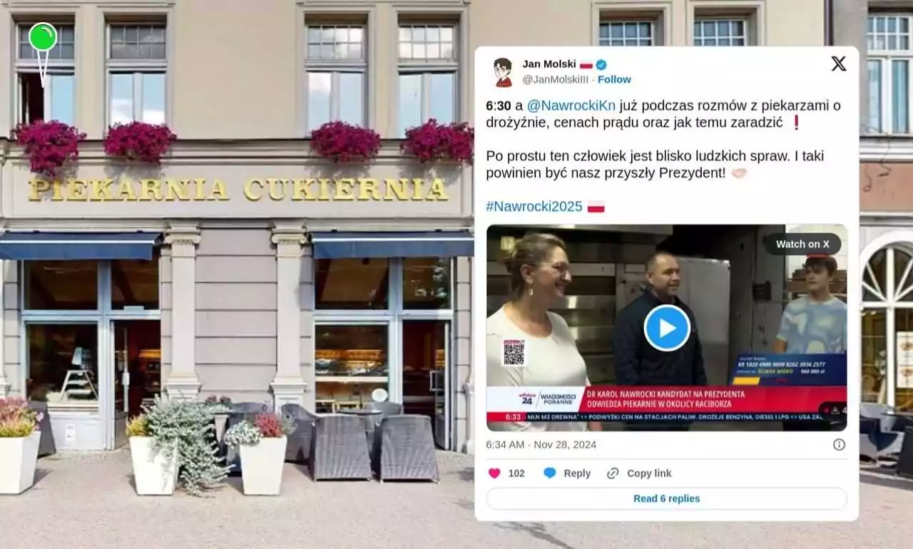 Karol Nawrocki wskazał ulubioną piekarnię w Gdańsku (FOTO: Pellowski/X)