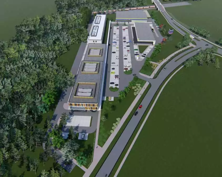 Widok ogólny na budynek centrum w Pruszczu Gdańskim (FOTO; Eurobud)