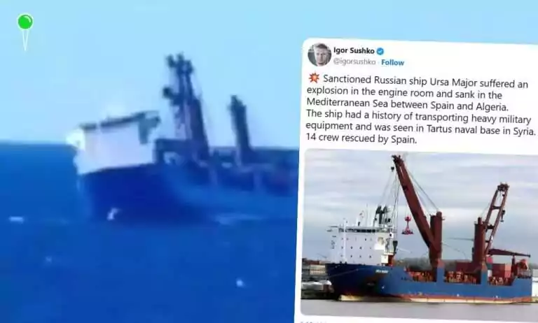 Tajemnicze zatonięcie rosyjskiego statku na Morzu Śródziemnym (FOTO: X)