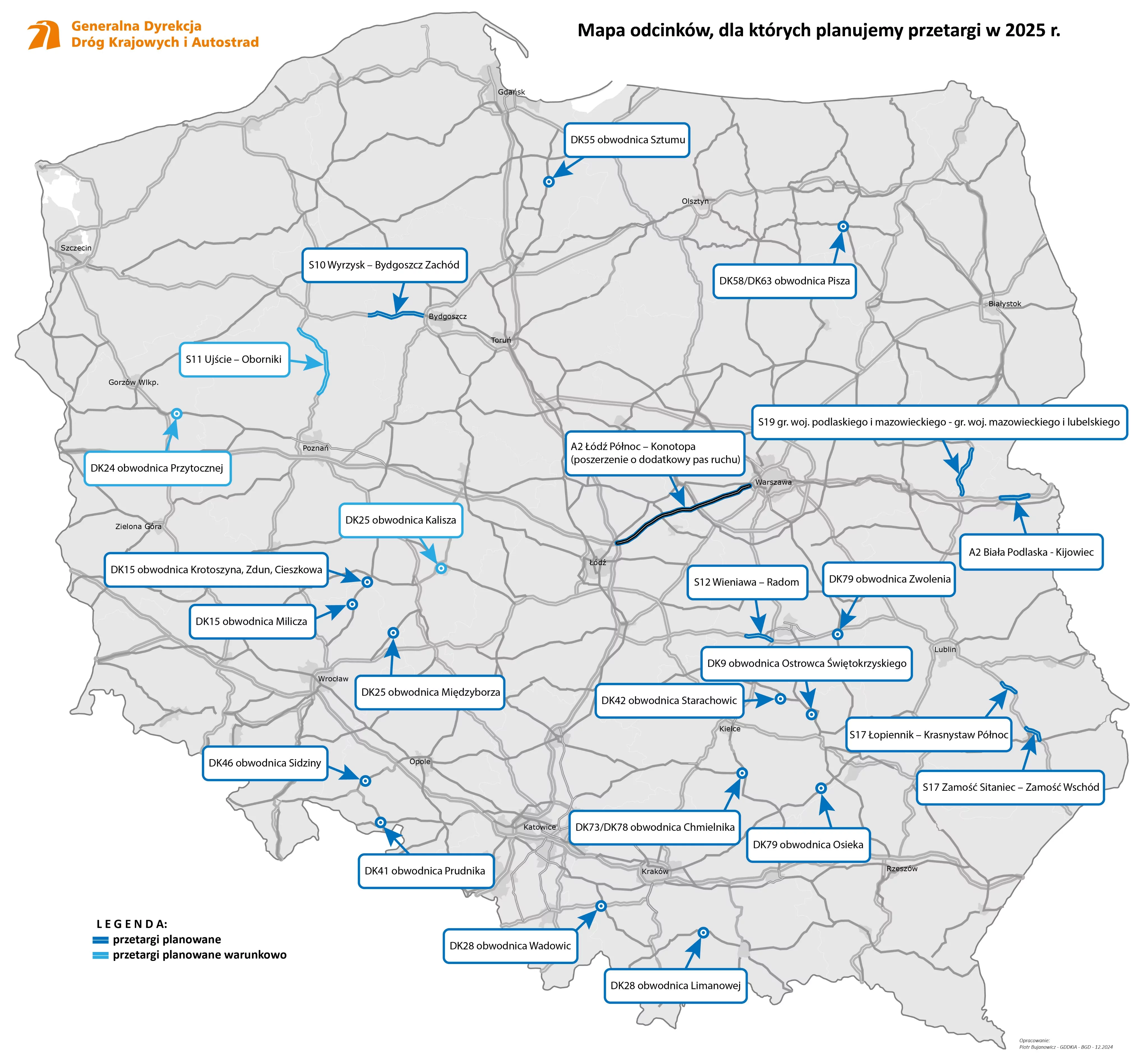 GDDKiA zapowiada 330 km nowych dróg w 2025 roku