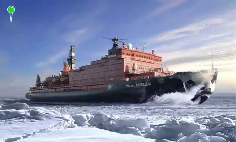 Rosyjski lodołamacz atomowy uszkodzony na wodach Arktyki (FOTO: Rosatomflot)