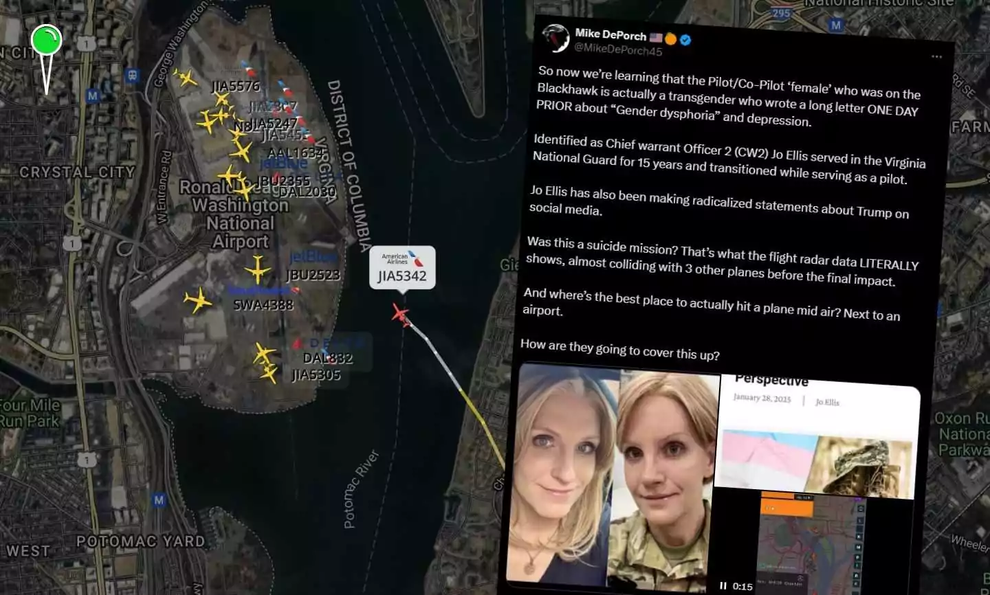 Transpłciowy pilot za sterami śmigłowca? Tragedia w Waszyngtonie (FOTO: Flightradar/FB)