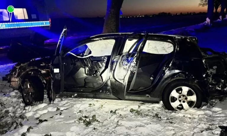 17-latek bez prawa jazdy uderzył w skarpę. Auto należało do matki (FOTO: KPP Malbork)