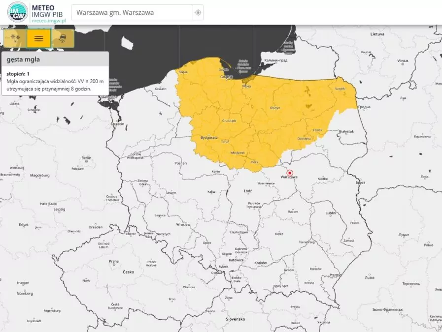 Alert IMGW: mgła na wybrzeżu, trudne warunki na drogach (MAPA: IMGW)