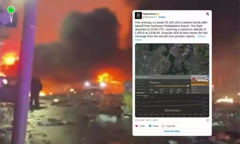 Katastrofa lotnicza w Filadelfii. Samolot transportował chorą dziewczynkę (FOTO: Flghtradar)