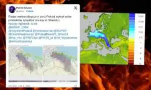 Dym z pożaru na gdańskiej Przeróbce ma ogromny zasięg (FOTO: X/IMGW/canva)