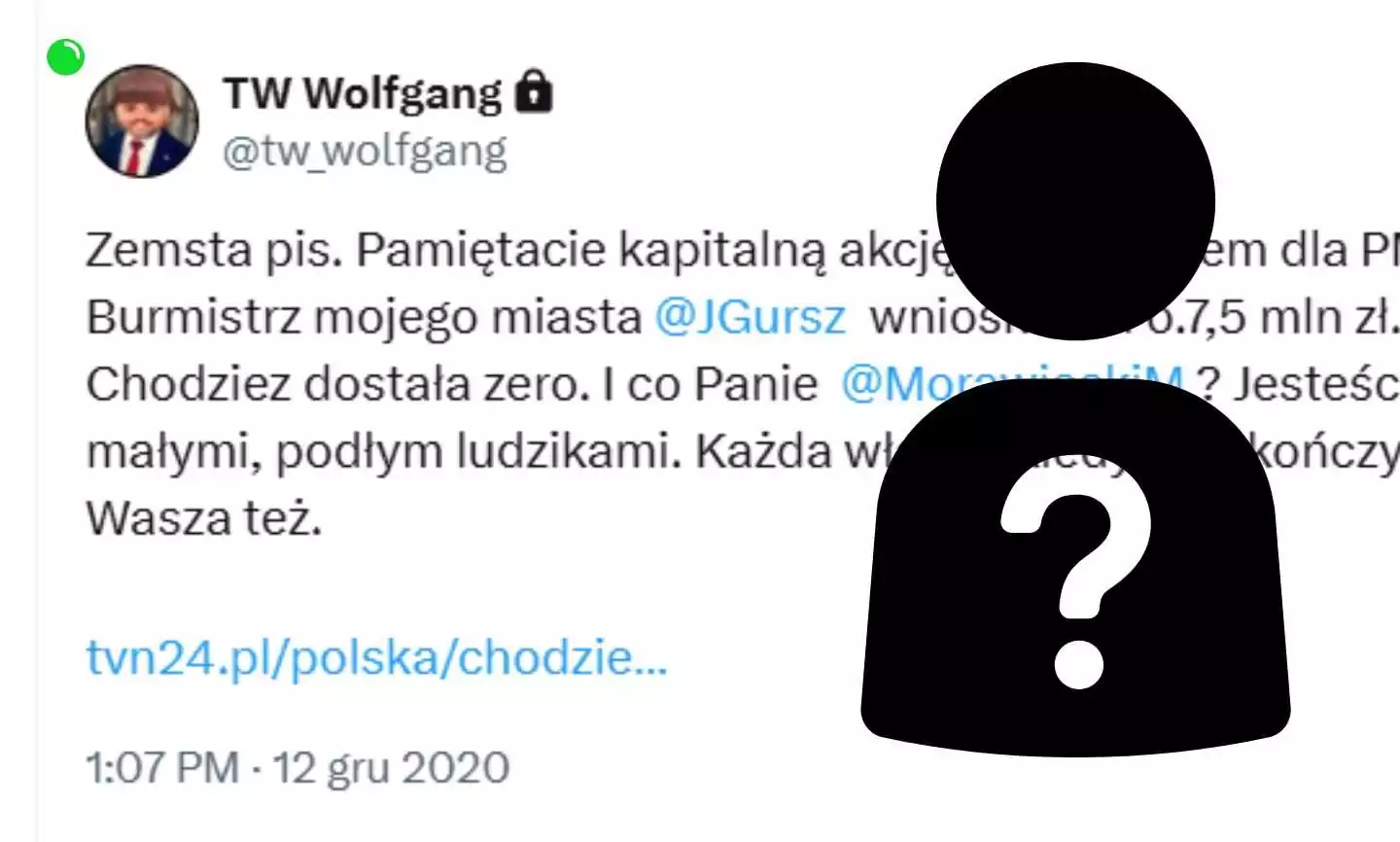 Kim jest TW Wolfgang? Anonimowy hejter i jego polityczne powiązania (FOTO: X/Szymon Jadczak)