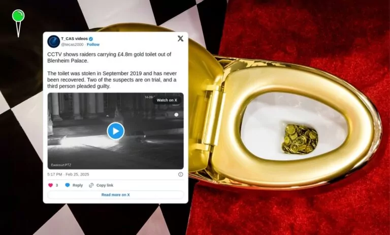 W sądzie zaprezentowano nagrania z monitoringu pokazujące moment kradzieży złotej toalety wartej 4,8 mln funtów (FOTO: canva)