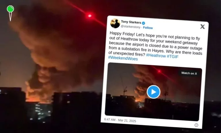Lotnisko Heathrow w Londynie zamknięte po potężnym pożarze (FOTO: X)