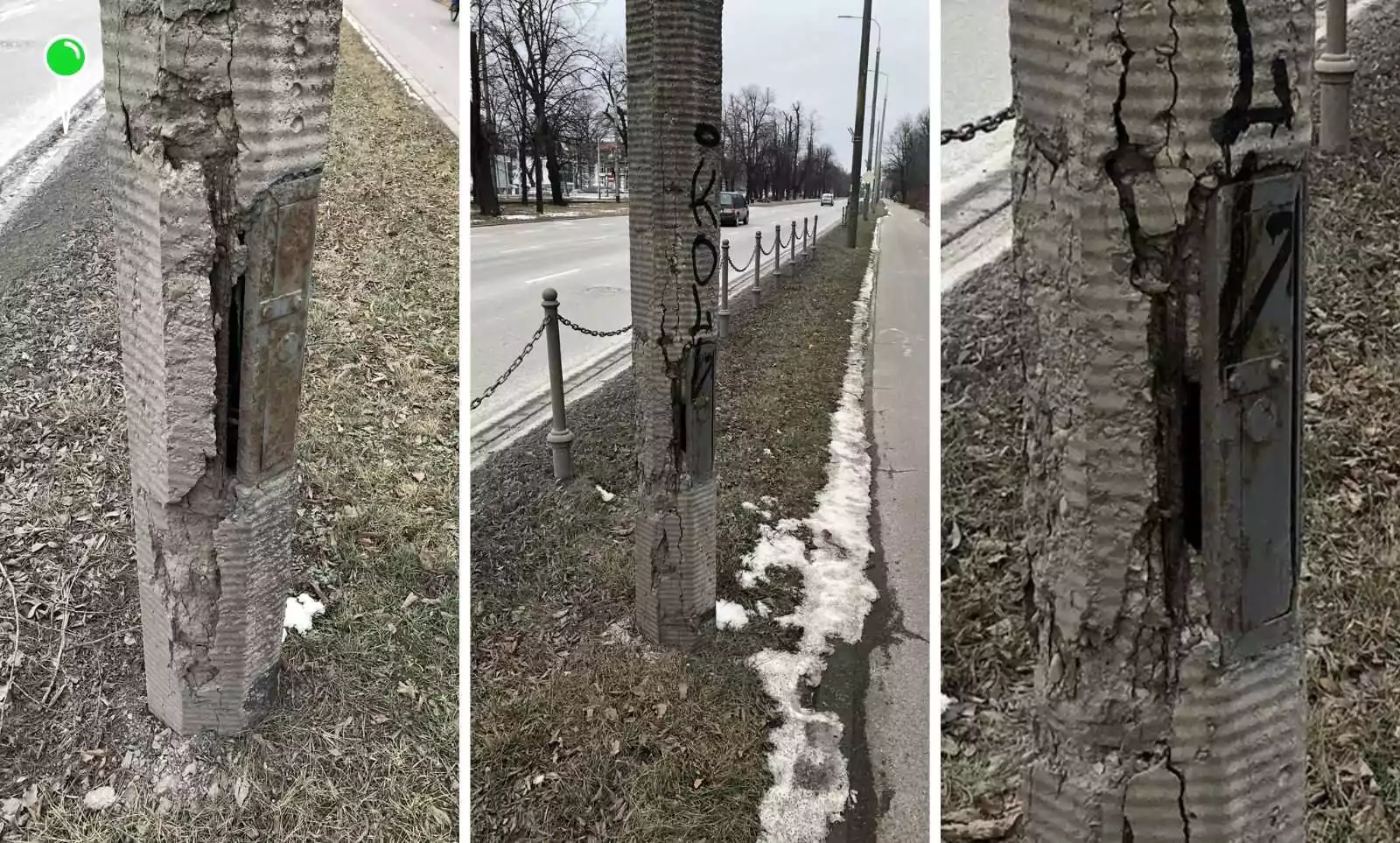 Latarnie na al. Zwycięstwa w Gdańsku w fatalnym stanie (FOTO: czytelnik/wbijamszpile.pl)