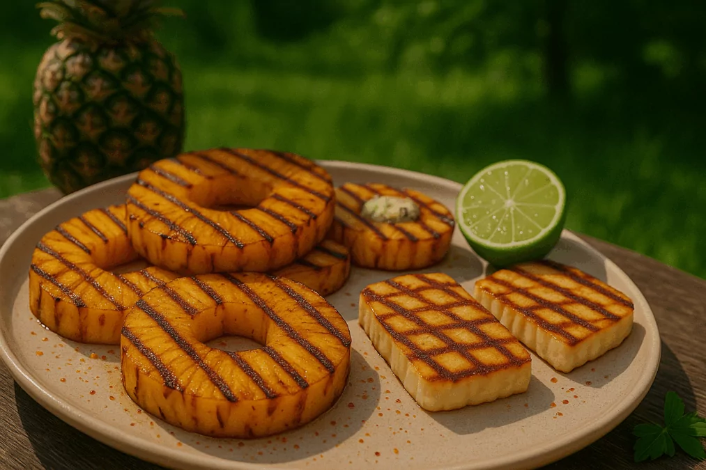 Grillowane owoce - ananas z grilla z sosem z chili i miodu (FOTO: wbjamszpile.pl)