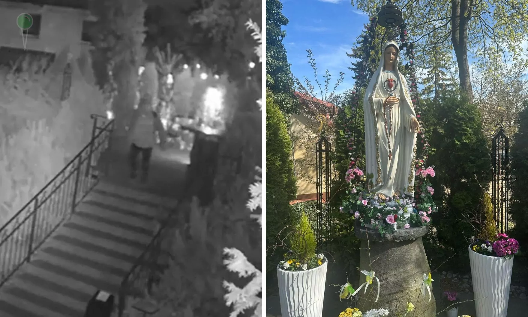 Kto zniszczył figurę Maryi w Pruszczu Gdańskim?Nagranie trafiło do sieci (FOTO: parafia Matki Bożej Nieustającej Pomocy w Pruszczu Gdańskim)