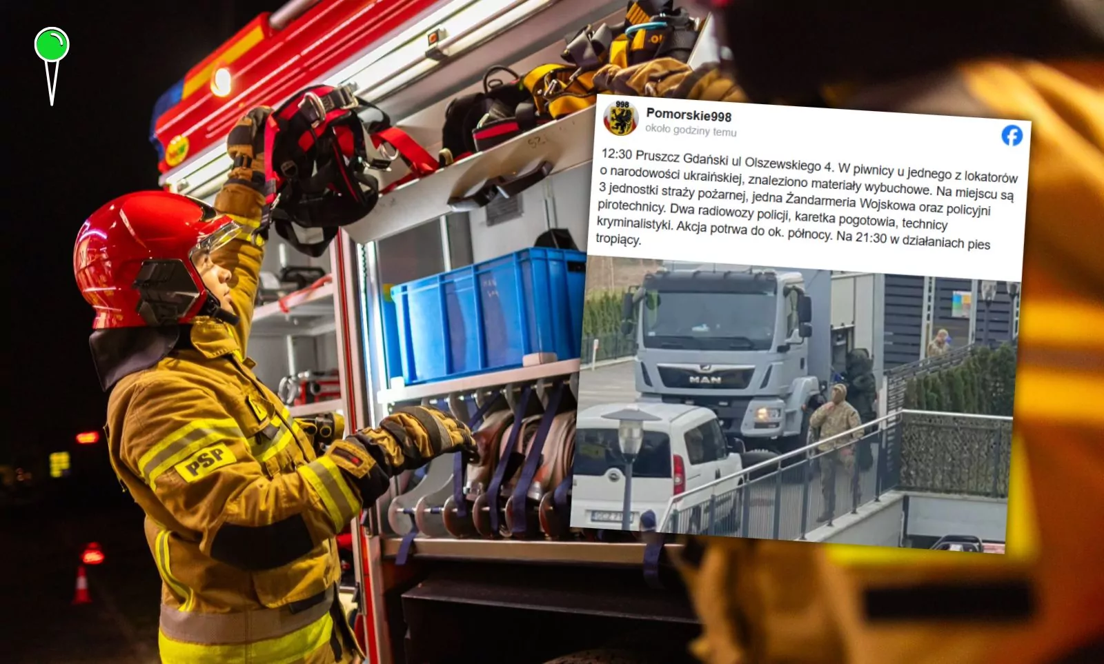 Materiały wybuchowe w piwnicy w Pruszczu Gdańskim (FOTO: PSP/X)