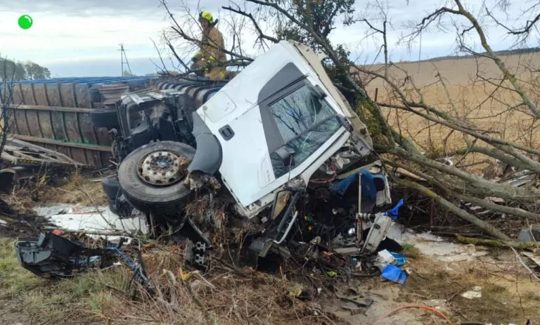 Płonąca ciężarówka zablokowała trasę pod Gdańskiem (FOTO: OSP KSRG Rościszewo/FB)