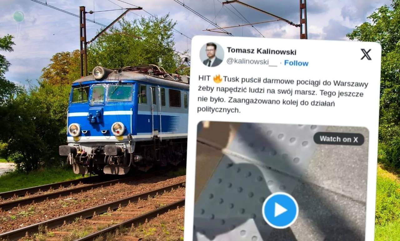 Media: bezpłatny pociąg do Warszawy na marsz Tuska (FOTO: canva/x)